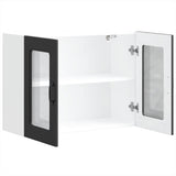 Kitchen Wall Cabinet with Glass Door Kalmar Black Engineered Wood 853608