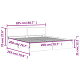 Bed Frame Black Engineered wood and plywood 200x200 cm Modern 3207456