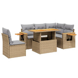 6 Piece Garden Sofa Set with Cushions Beige Poly Rattan 3273523