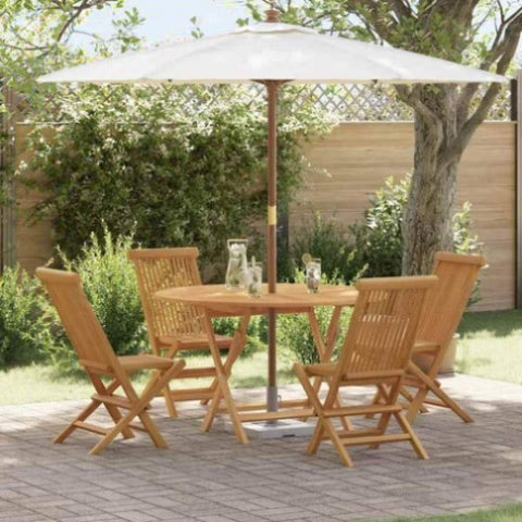 Garden Dining Set Folding 5 pcs Brown Solid Teak wood 3385967