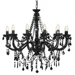 Chandelier with Beads Black 12 x E14 Bulbs 281609