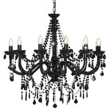 Chandelier with Beads Black 12 x E14 Bulbs 281609