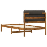 Bed Frame with Upholstered Headboard Natural and Dark Grey 903935