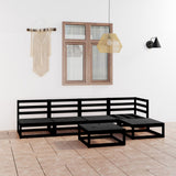6 Piece Garden Lounge Set Black Solid Wood Pine 3075523