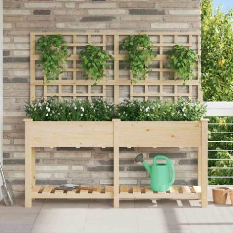 Garden Planter Beige 161 x 46 x 152.5 cm Solid fir wood 42006572