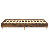 Bed Frame No Mattress Smoked Oak 140x190 cm Engineered Wood 861061