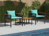 Outdoor Furniture Set Black and Turquoise Poly Rattan 42025236
