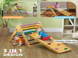 Toddler Climbing Frame for Kids, with Ramp, 3-in-1 Wooden Pikler Triangle Set for 18-48 Months, T3398P379002
