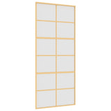 Sliding Door Gold 90x205 cm Frosted ESG Glass and Aluminium 155170