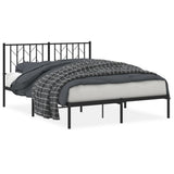 Metal Bed Frame without Mattress with Headboard Black 140x190cm 374437