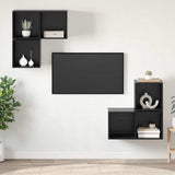 TV Cabinet Set Wall-mounted 4 pcs Black Oak Engineered Wood 3393289