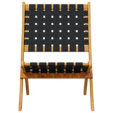 Folding Garden Chairs 2 pcs with Table Black Solid Wood 3214219