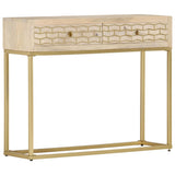 Console Table Gold 90x30x75 cm Solid Mango Wood 286505