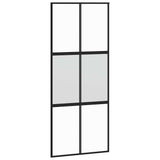 Sliding Door with Hardware Set Black 90x205 cm Tempered Glass 3375884