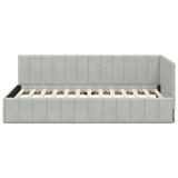 Corner Bed Frame with Headboard Light grey 100 x 200 cm Velvet 42016317