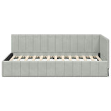 Corner Bed Frame Light Grey 100 cm x 200 cm Velvet 42016317