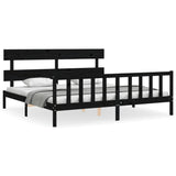 Bed Frame without Mattress Black 200x200 cm Solid Wood Pine 3193295