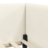 Corner Bed Frame with Headboard Cream 90 cm x 200 cm Velvet 42016233