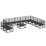 Garden Sofa Set with Cushion Black Aluminium 3378885