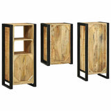 Bathroom Furniture Set with Shelf 3 pcs Brown Solid Mango Wood 3305704
