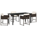 Garden Dining Set with Cushion 5 pcs Brown Poly Rattan 3380018