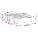 Bed Frame Oak Solid Oak Wood 90x190 cm Bed Frame Rectangular 3324129
