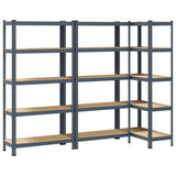 5-Layer Storage Shelves 3 pcs Anthracite Steel&Engineered Wood 3307594