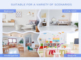 4-Piece Kids Table and Chair Set with 2 Wooden Chairs, 1 Storage Bench, and Interesting Modern T3398P347691