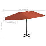 44872 Outdoor Parasol with Aluminium Pole 460x270 cm Terracotta