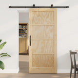 Sliding Door Natural and Black 86 x 198.5 cm Solid Pine Wood 3445456