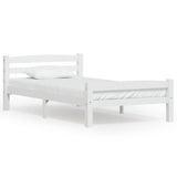 Bed Frame without Mattress White Solid Pinewood 90x200 cm 322068