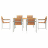 Garden Dining Set 7 pcs Solid Teak Wood and Stainless Steel 3334824