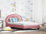 Toddler Bed Frame with Headboard Pink 70 x 140 cm Velvet 42010897