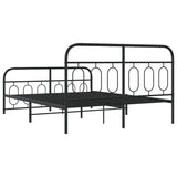 Metal Bed Frame without Mattress with Footboard Black 135x190cm 377134