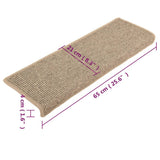 Stair Mats 15 pcs 65x21x4 cm Dark Beige Rectangular Edge 326908