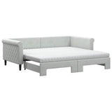 Daybed with Trundle and Mattresses Light Grey 90x190 cm Velvet 3197863