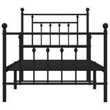 Bed Frame Black Steel Single Bed Frame Rectangular Industrial 353548