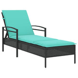 Sun Lounger Reclining Black 63 x 200 x 81 cm Poly Rattan 368307