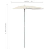 Garden Half Parasol with Pole 180x90 cm Sand 315559