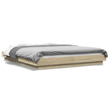 Bed Frame with LED Lights without Mattress Sonoma Oak 150x200cm 3281093