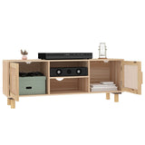 TV Cabinet Brown 105x30x40 cm Solid Wood Pine&Natural Rattan 345617