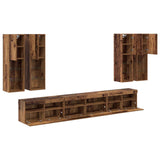 TV Wall Cabinet Set Wall-mounted 7 pcs Old Wood Engineered Wood 3402797