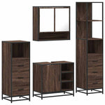 ZNTS 4 Piece Bathroom Furniture Set Brown Oak Engineered Wood 3301299