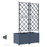 Garden Planter 2 pcs Grey 80 x 40 x 142 cm Plastic 42002874