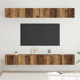 TV Cabinet Set Wall-mounted 6 pcs Old Wood Engineered Wood 3393474