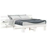 Bed Frame with Headboard White 160 x 200 cm Solid Pine Wood 3385683