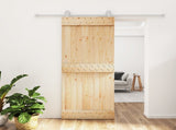 Sliding Door Natural and White 80 x 210 cm Solid Pine Wood 3445027