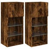 TV Cabinets with LED Lights 2 pcs Smoked Oak 40.5x30x90 cm 837052