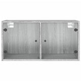 Wall Cabinet with Glass Doors Grey Sonoma 68.5x37x35 cm 836507
