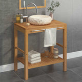 Bathroom Vanity Cabinet Solid Teak with Sink Marble Cream 3058164